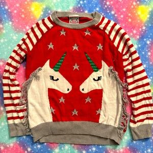 Girls Christmas Unicorn Sweater LG